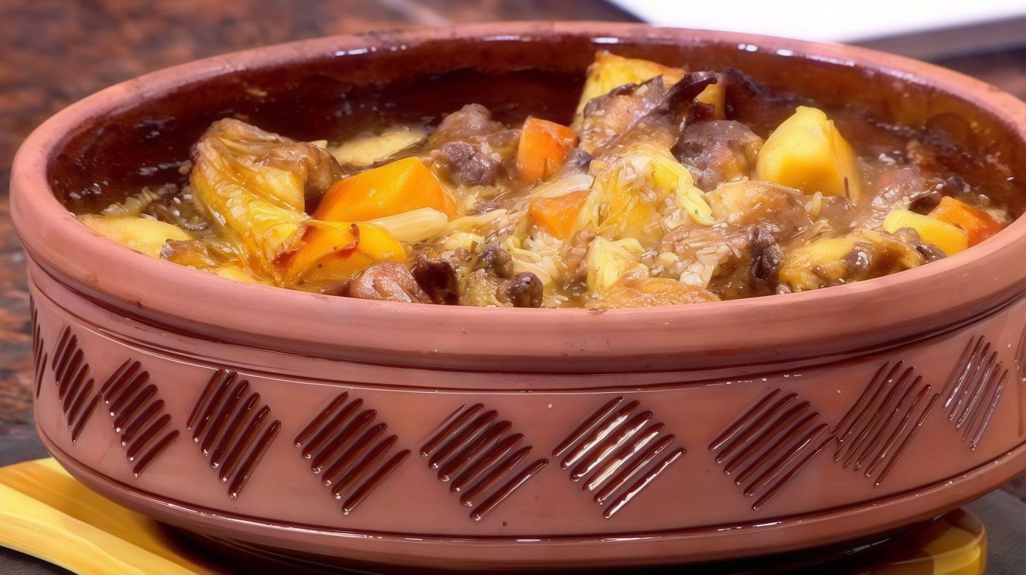 طاجن عكاوي بطاطس مع الارز و شوربة