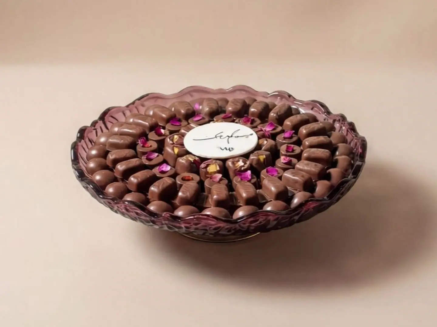 شوكلاتة صحن زجاج أحمر