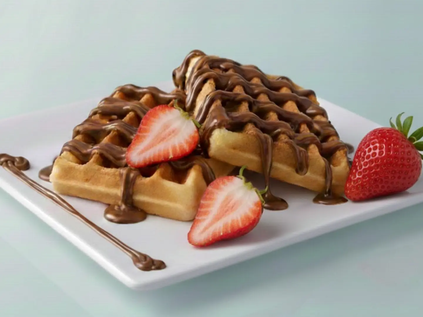 Waffle With Nutella And Strawberry
