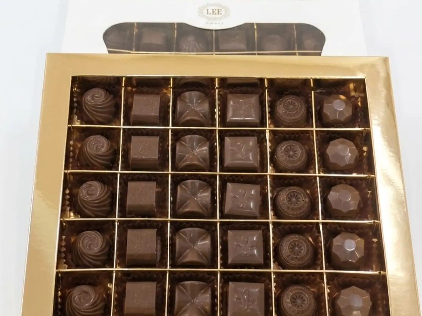 White Square Box Unwrapped Chocolate