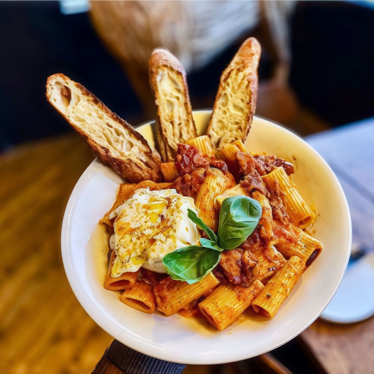 Creamy Roasted Red Peppers Rigatoni Buratta