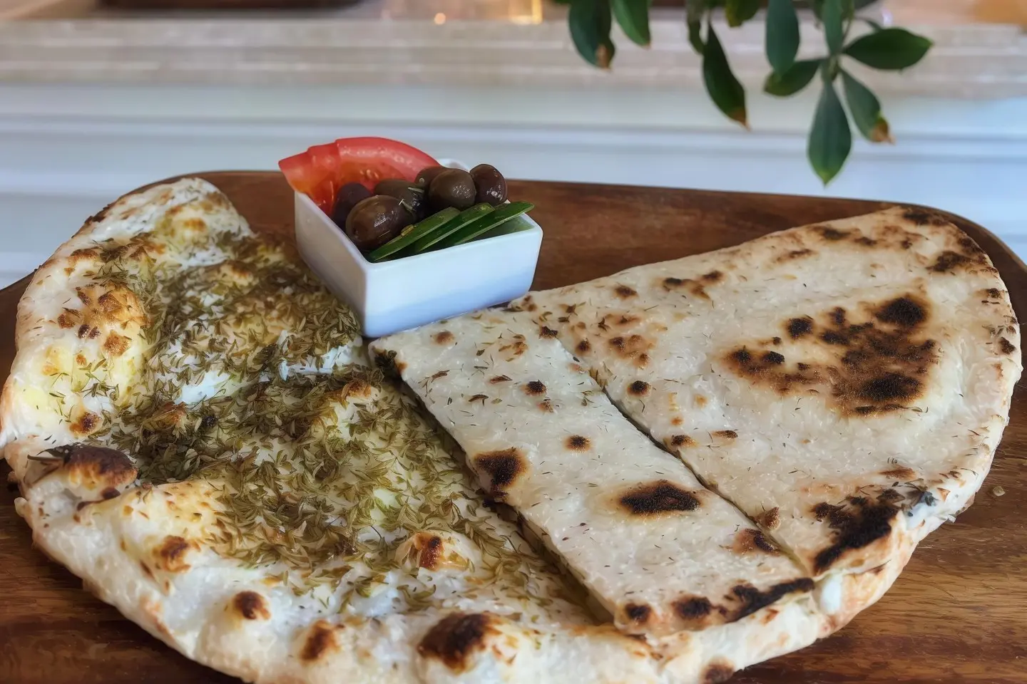 منقوشة زعتر و لبنة