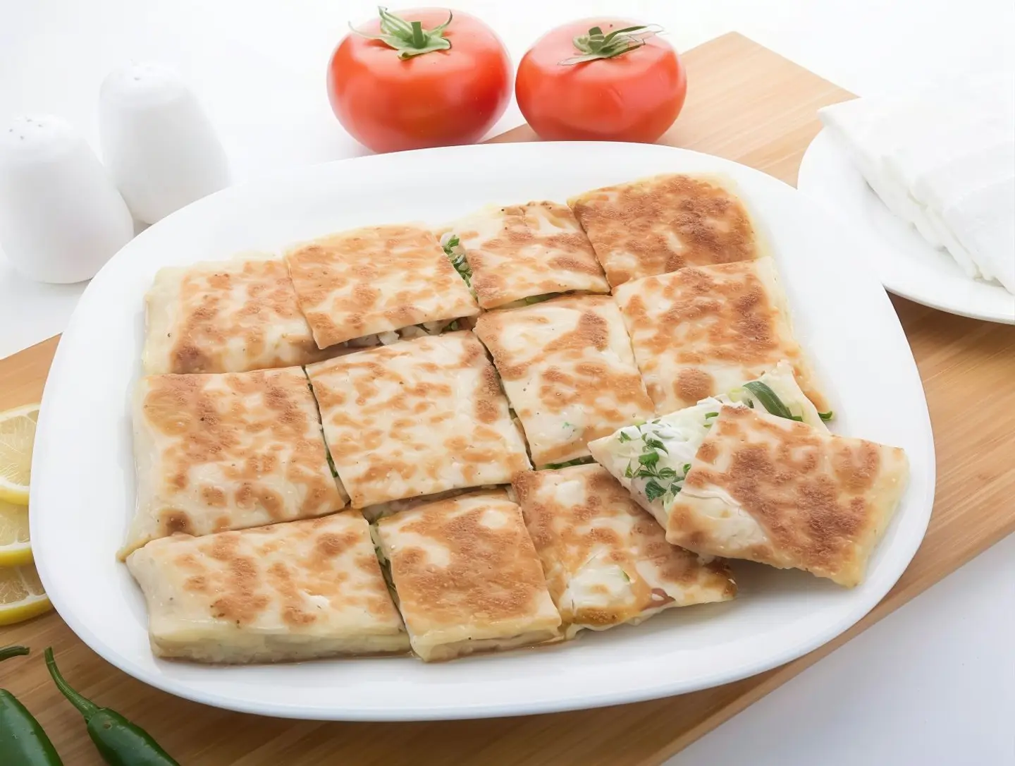 Vegetable Mutabbaq With White Cheese