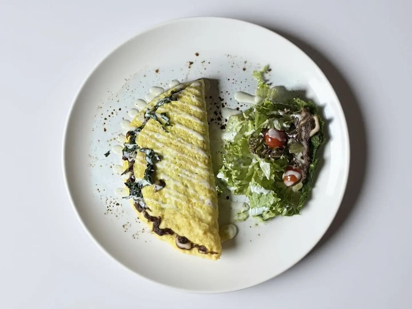 اومليت الفطر بالسبانخ