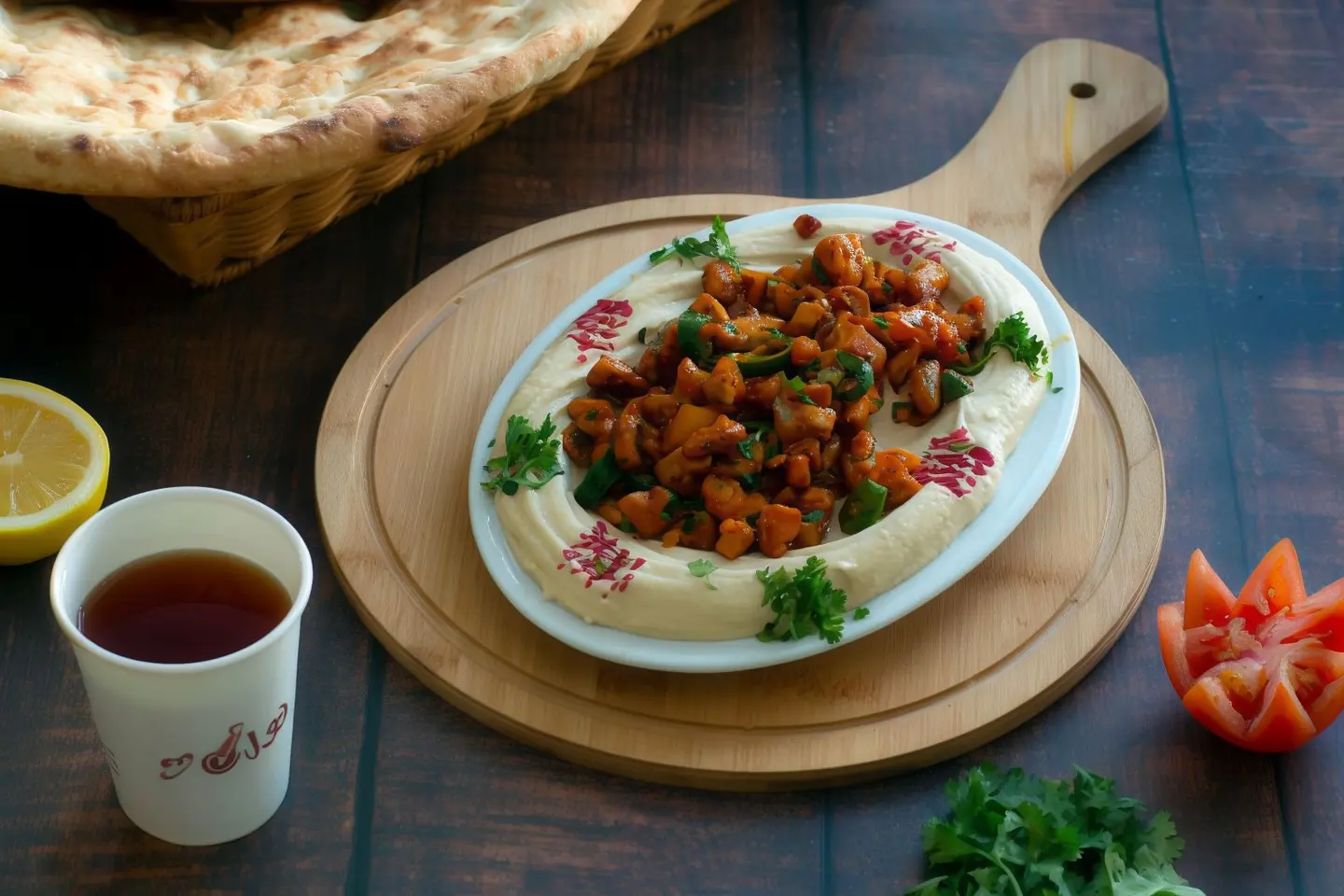 Hummus With Chicken Mgalgal