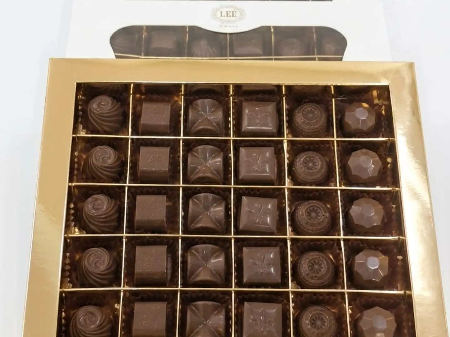 White Square Box Unwrapped Chocolate