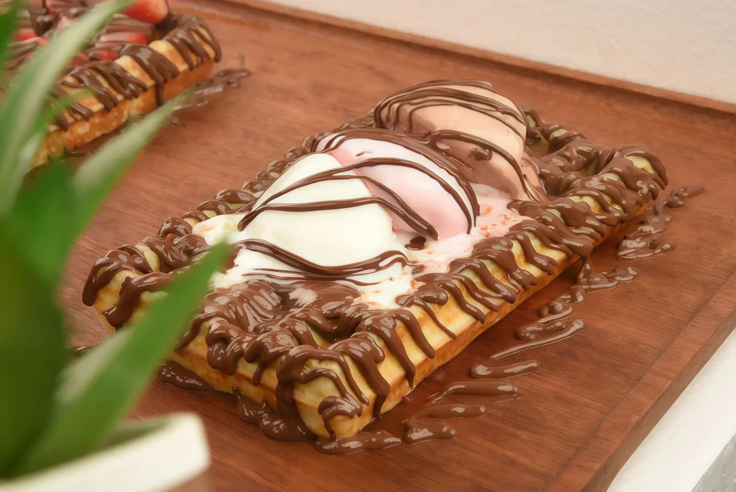 Nutella Waffle With Mix Ice Cream