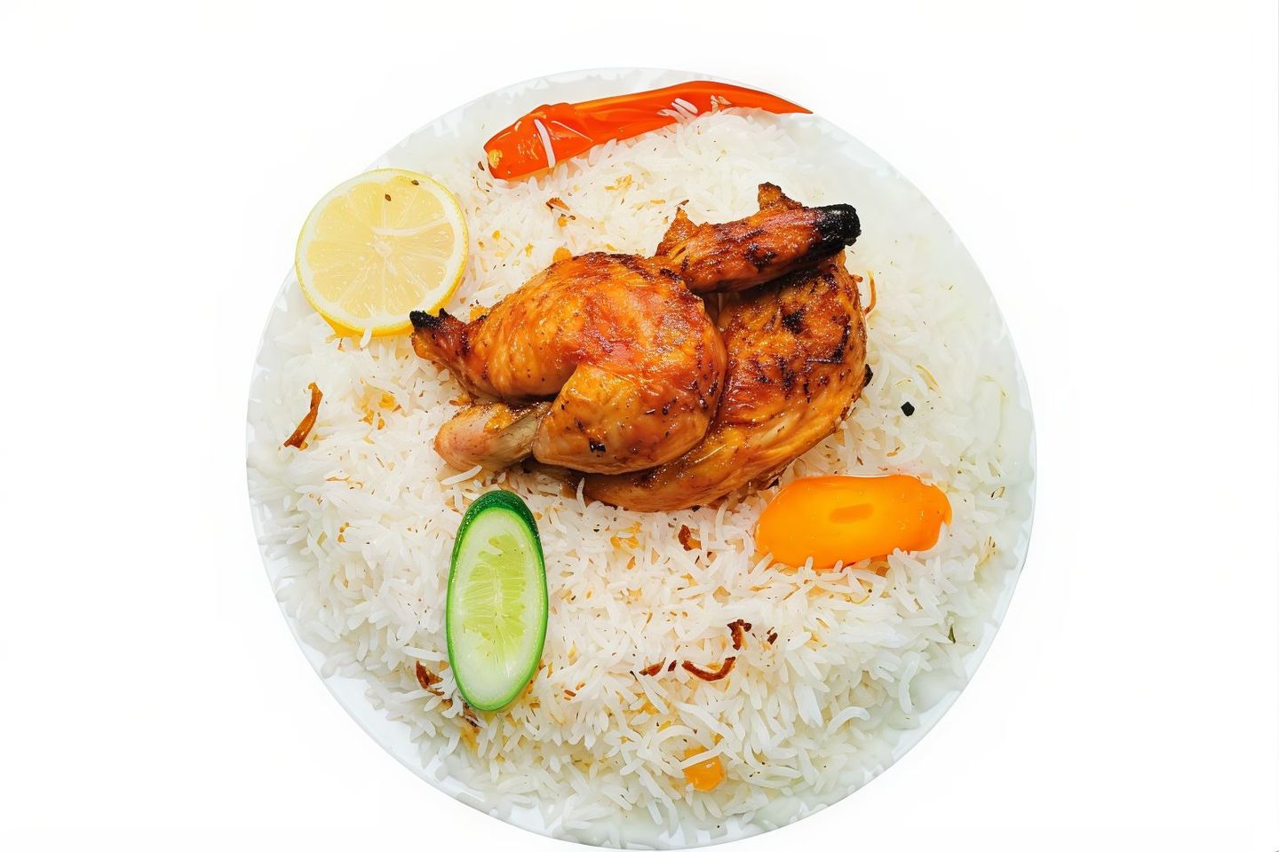 نصف حبة دجاج  شواية مع الأرز