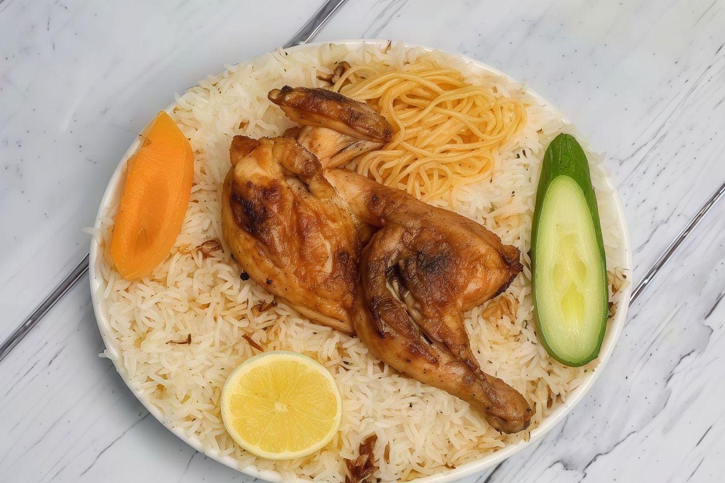 نصف حبة دجاج مظبى مع الأرز