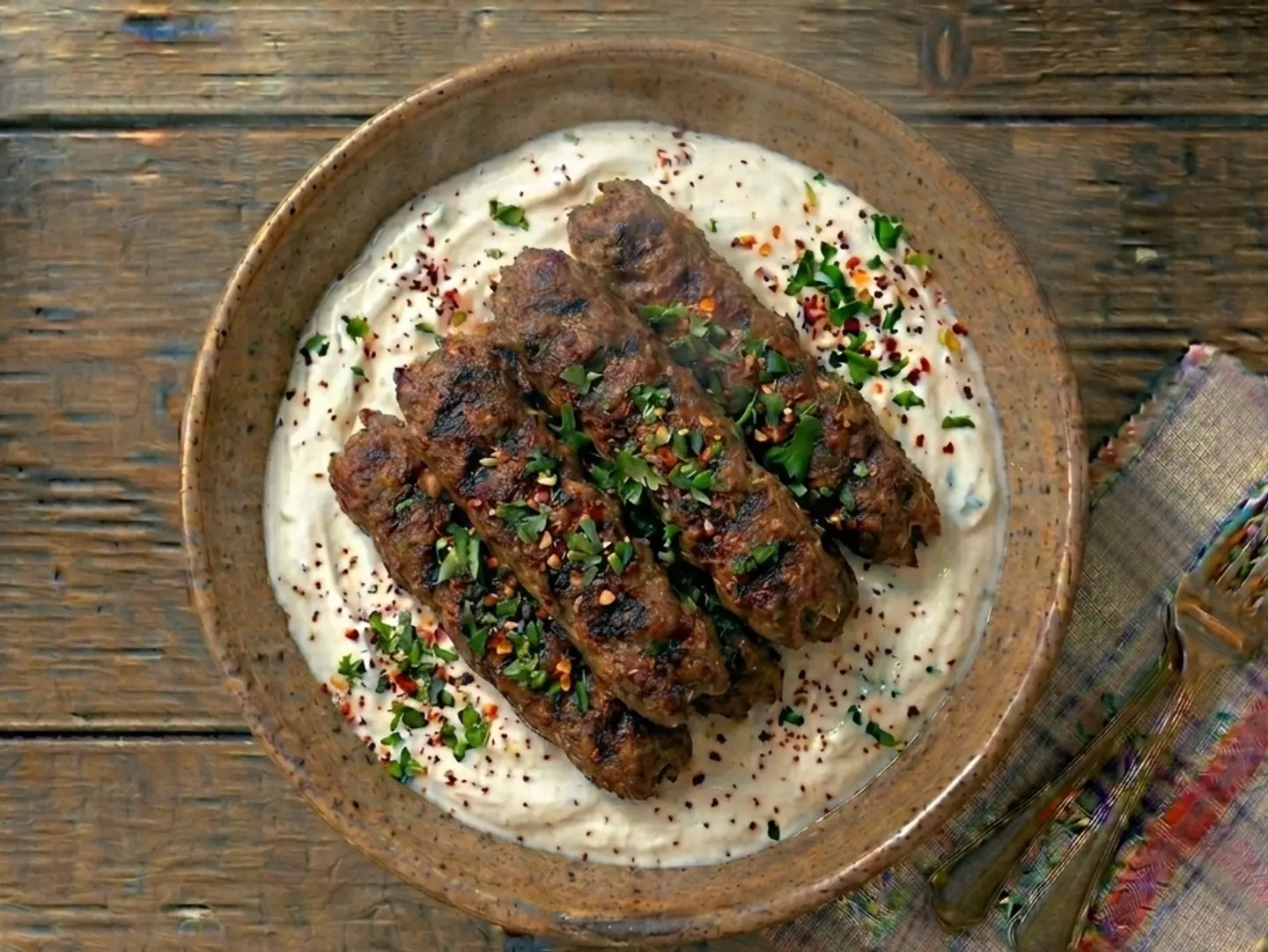 كباب اللحم باللبن