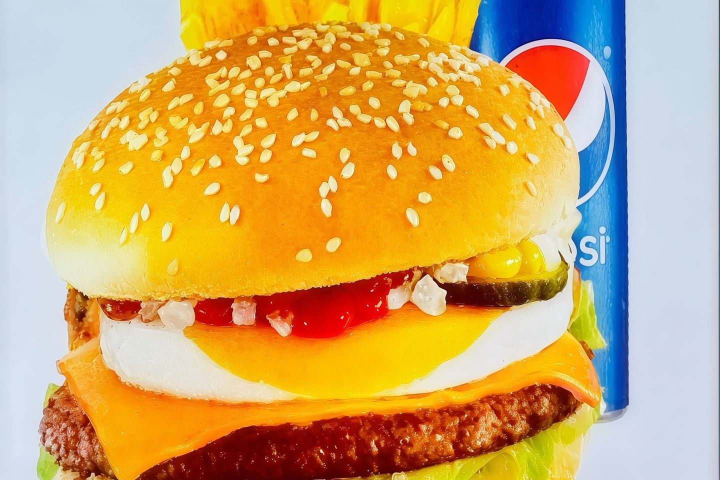 وجبة همبرجر لحم سوبر مع بيض