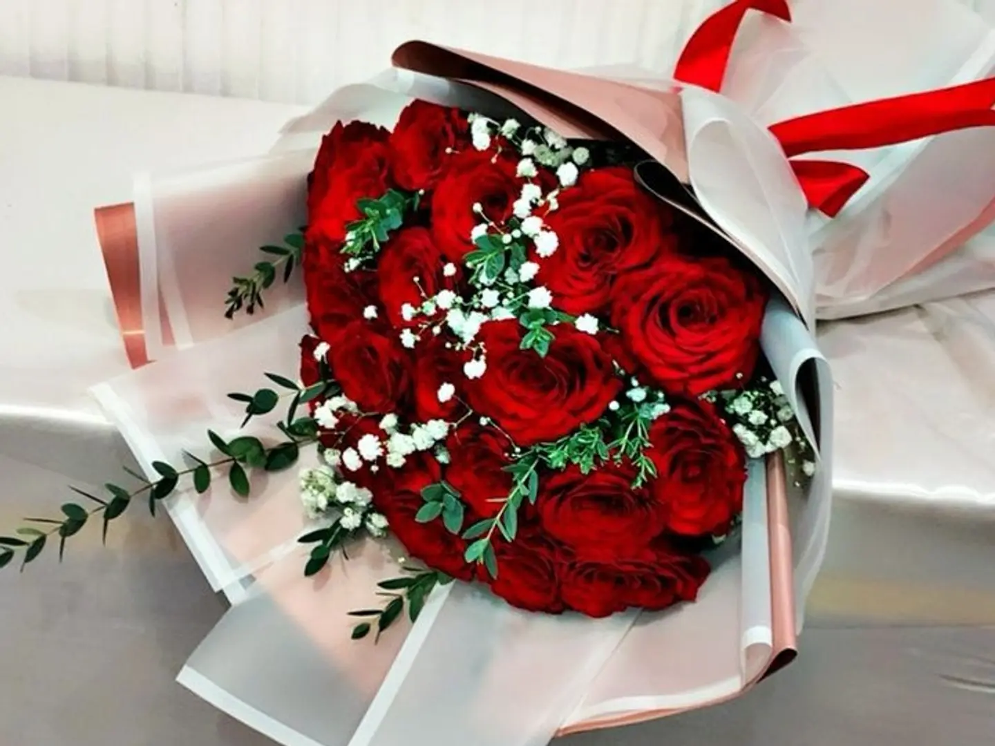 Red Bouquet With Mixed Packaging