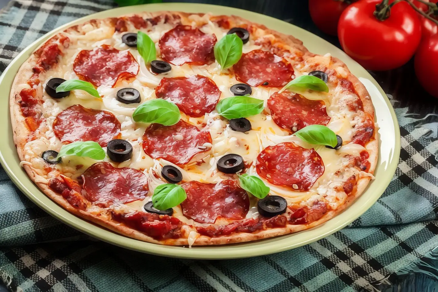 Pepperoni Pizza With Vegetables