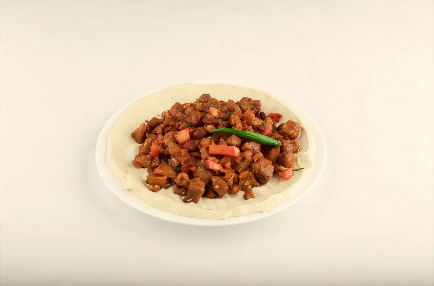 Meat Tgateea With Hummus