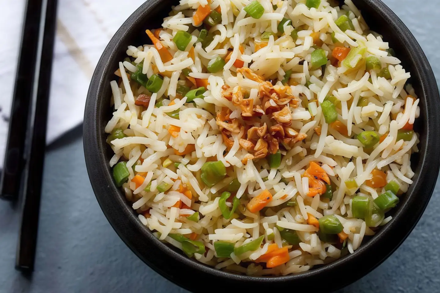 Roasted Garlic Veg Fried Rice