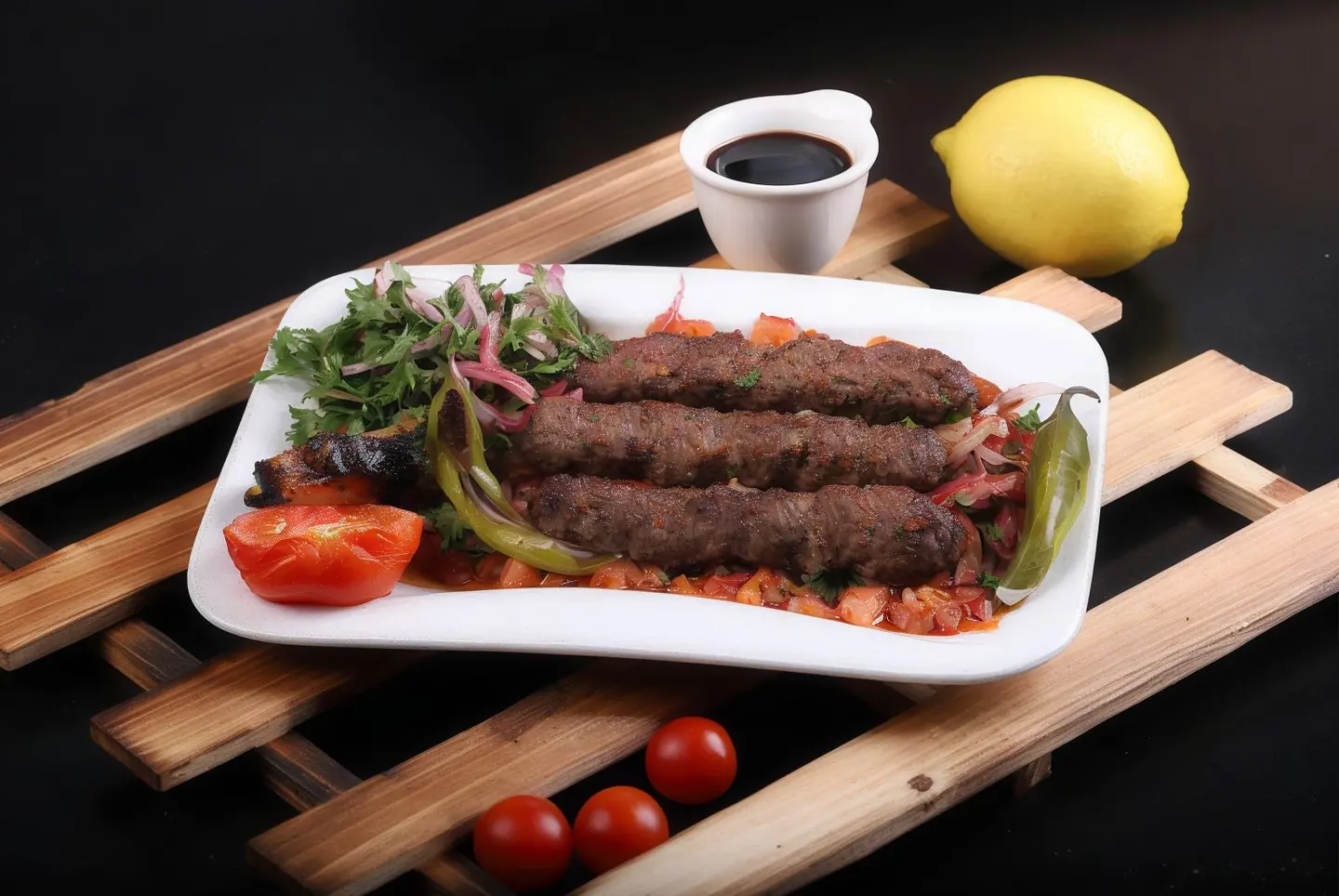A Quarter Of A Meat Kebab On Charcoal