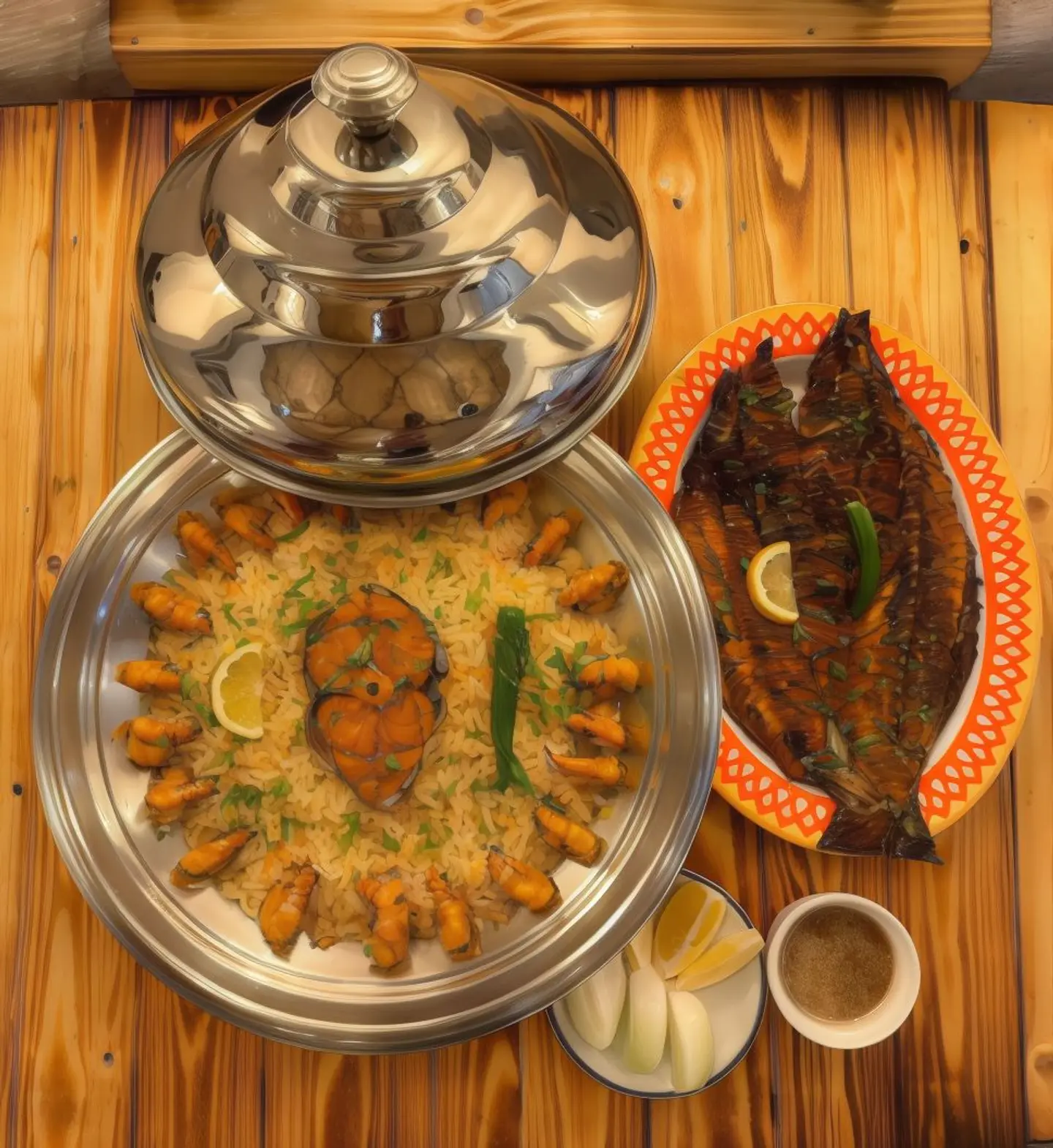 وجبة عروسة و كنعد وربيان