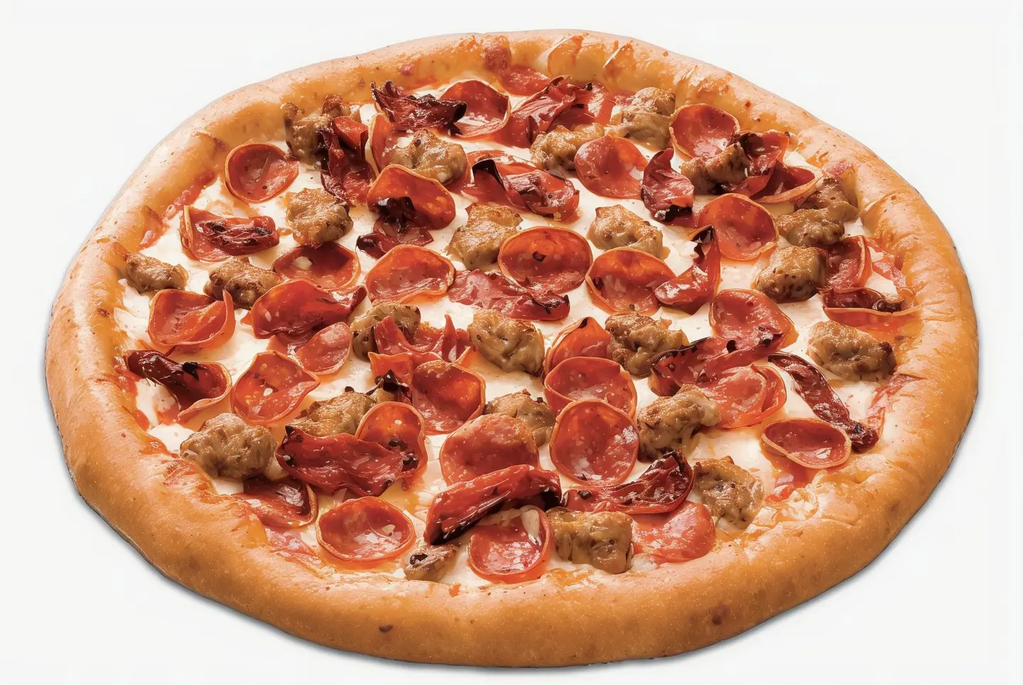 بيتزا بيبروني مع قطع لحم