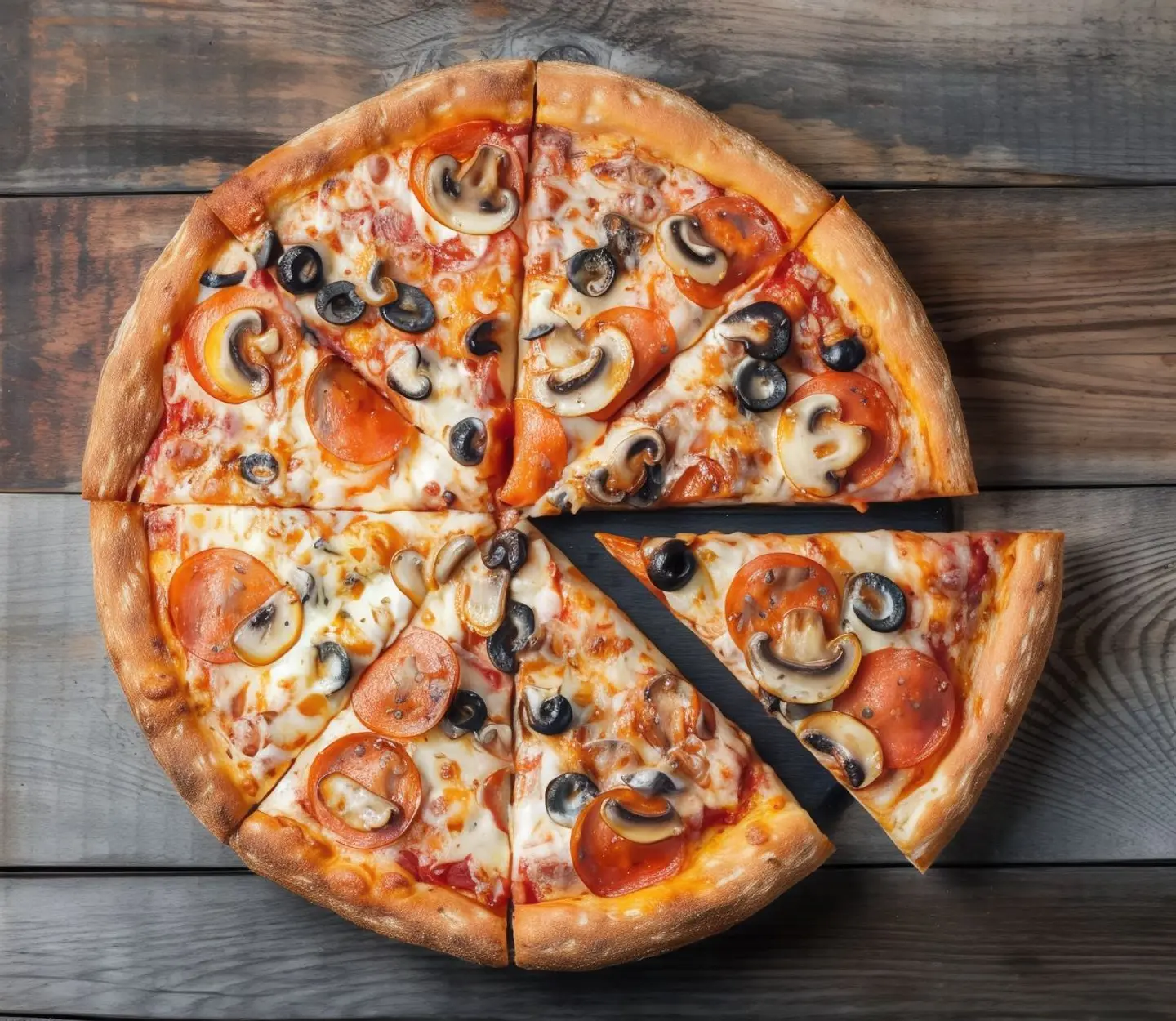 بيتزا بيبروني مع فطر