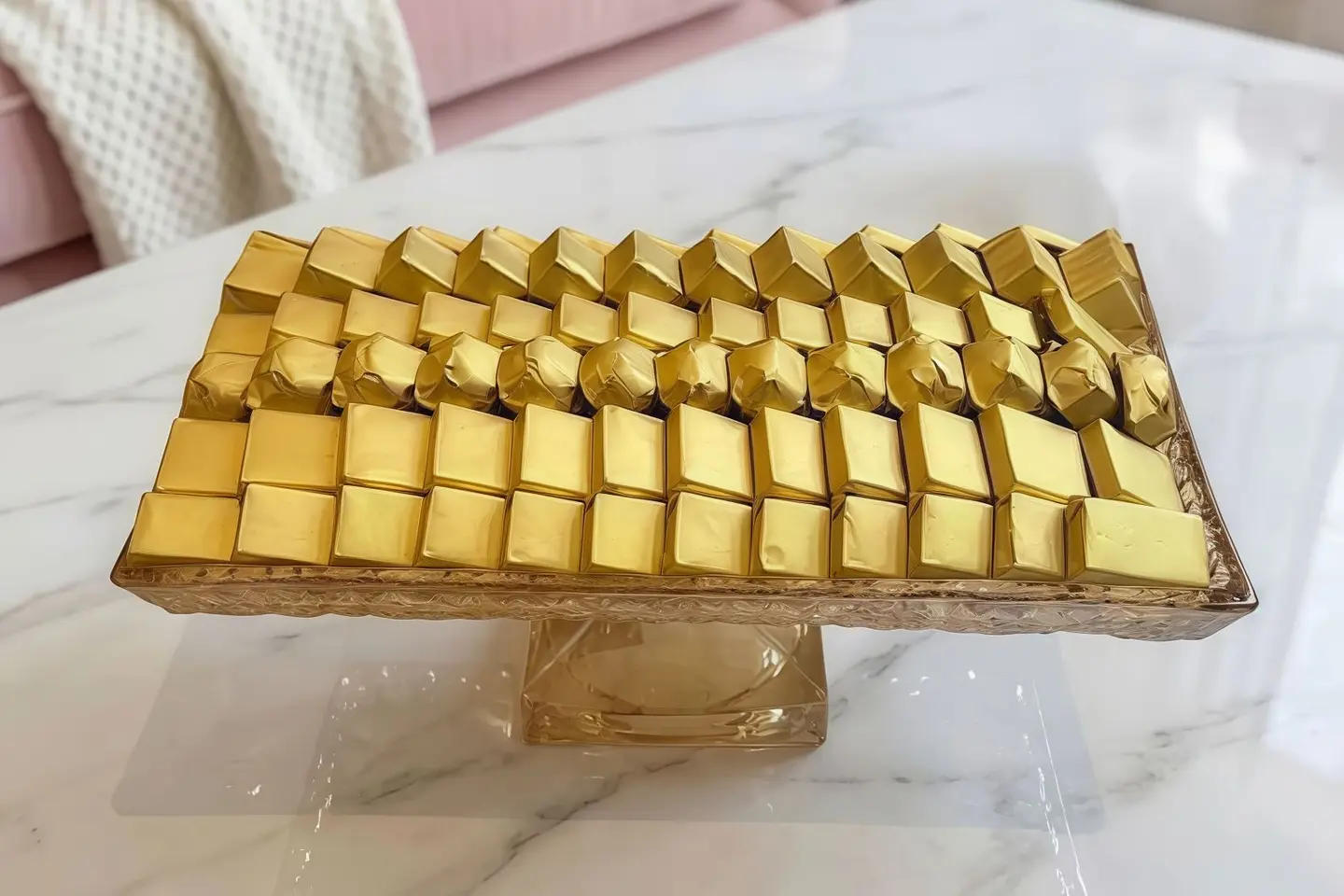 صينية شوكولا مغلف كرستال روز قولد