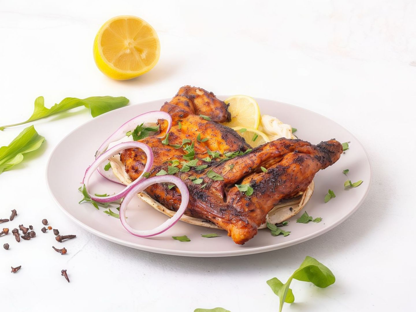 Half Plain Chicken On Charcoal
