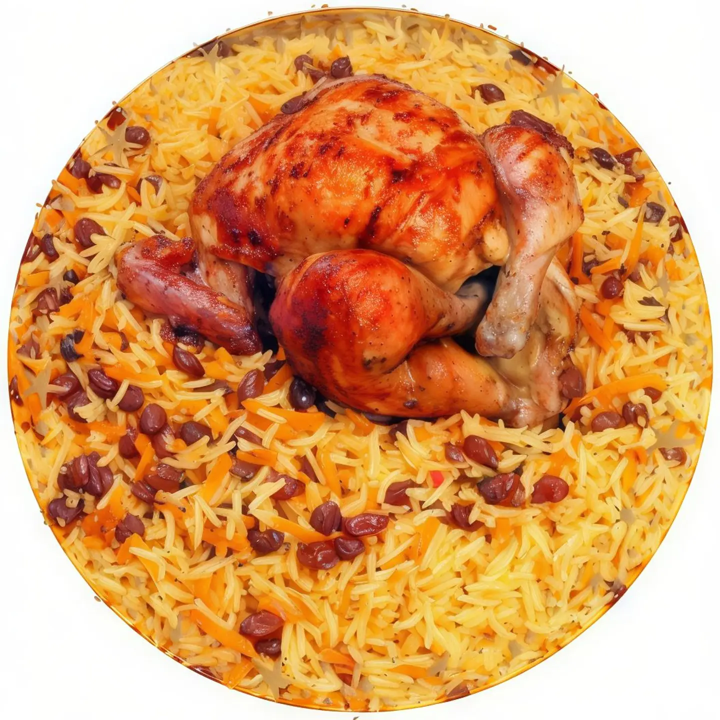 دجاجة كاملة شواية مع الأرز