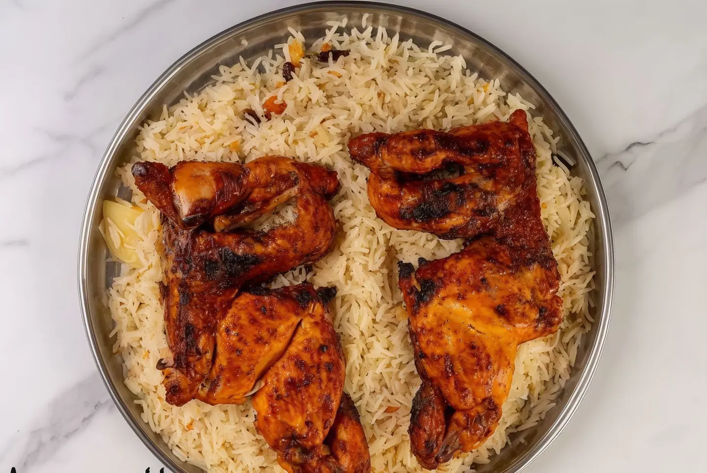 دجاج كاملة على الفحم مع الأرز