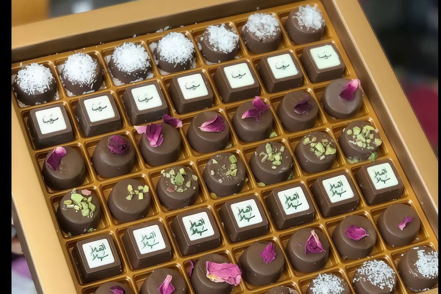 قطع شوكلاتة عبارات ترحيبيه + ورد