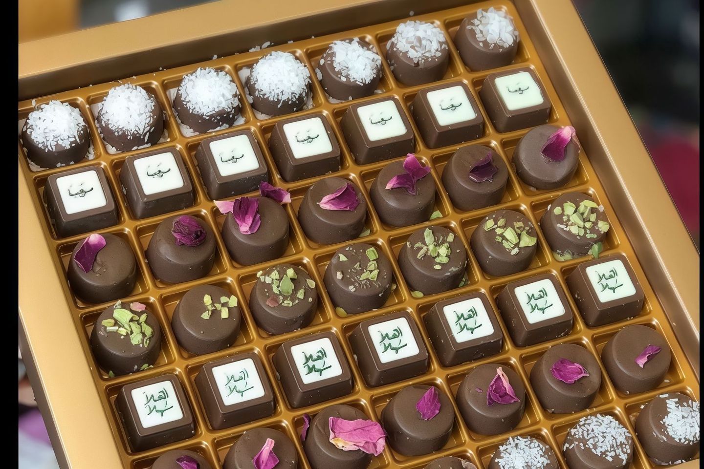 قطع شوكلاتة عبارات ترحيبيه + ورد