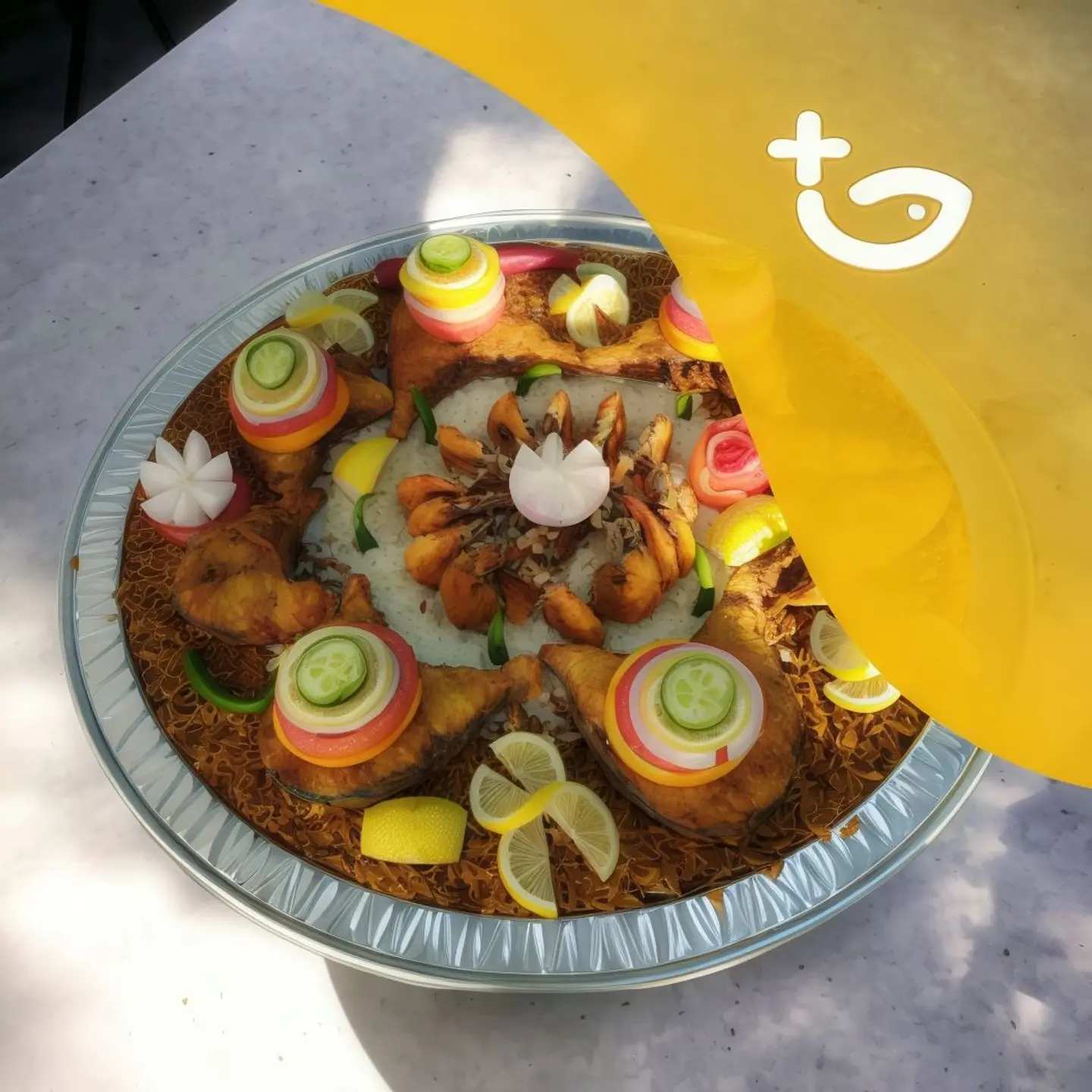 صينية سمكة وزيادة مكنعدة لأربعة أشخاص وزيادة