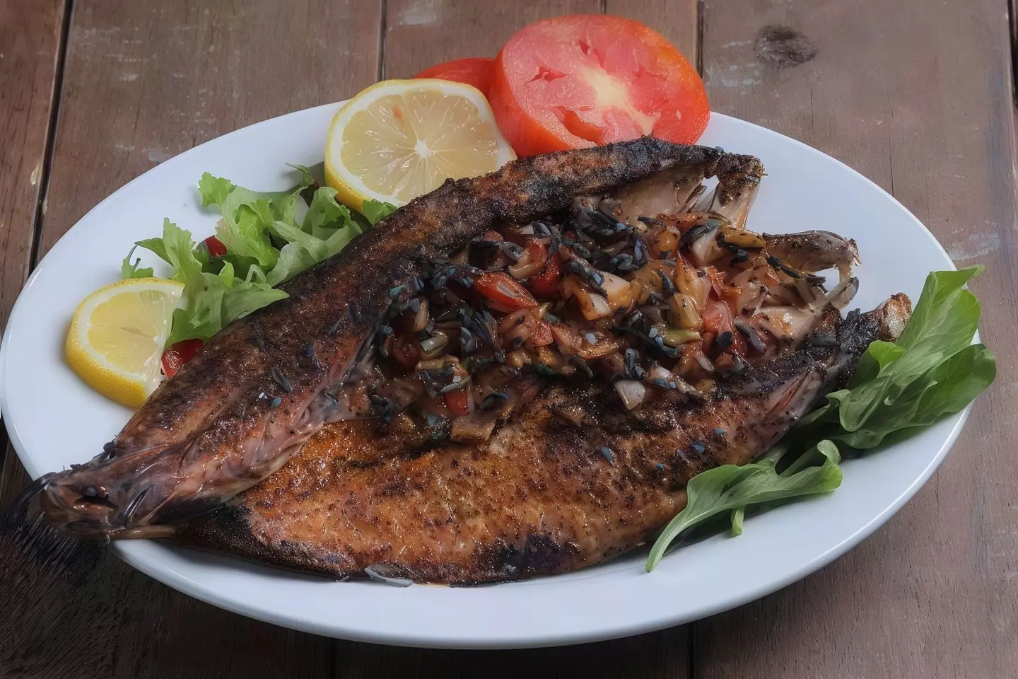 سمك قاروص مشوي