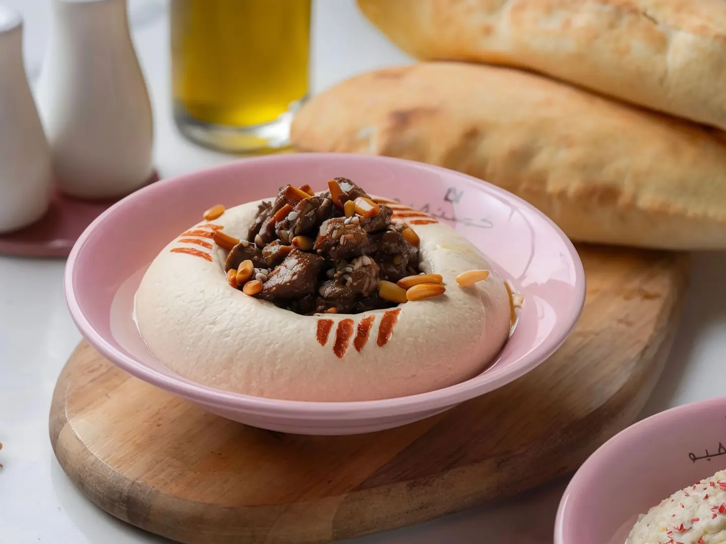 حمص باللحم والصنوبر