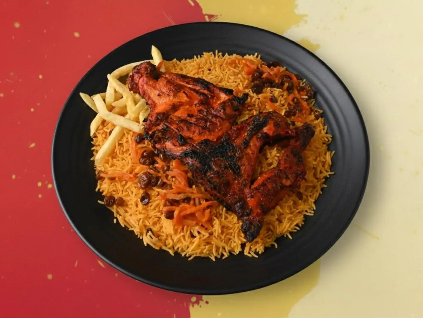 دجاج على الفحم مع الارز-نص