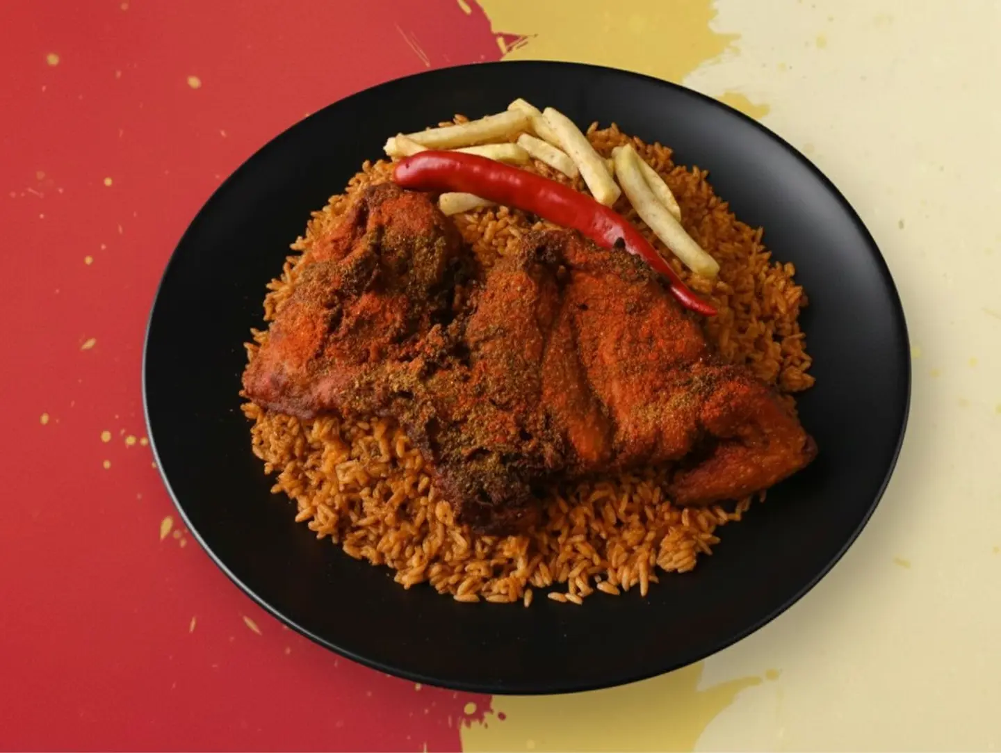 دجاج مقلي حراق مع الأرز - نص