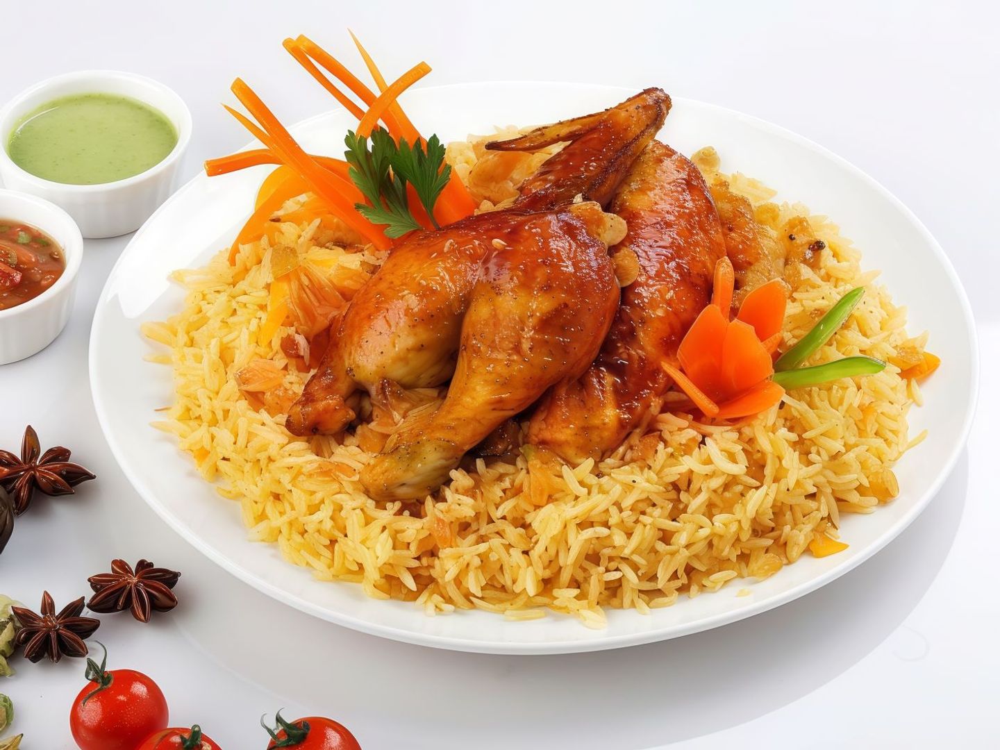 دجاج شواية مع الأرز - دجاجة كاملة