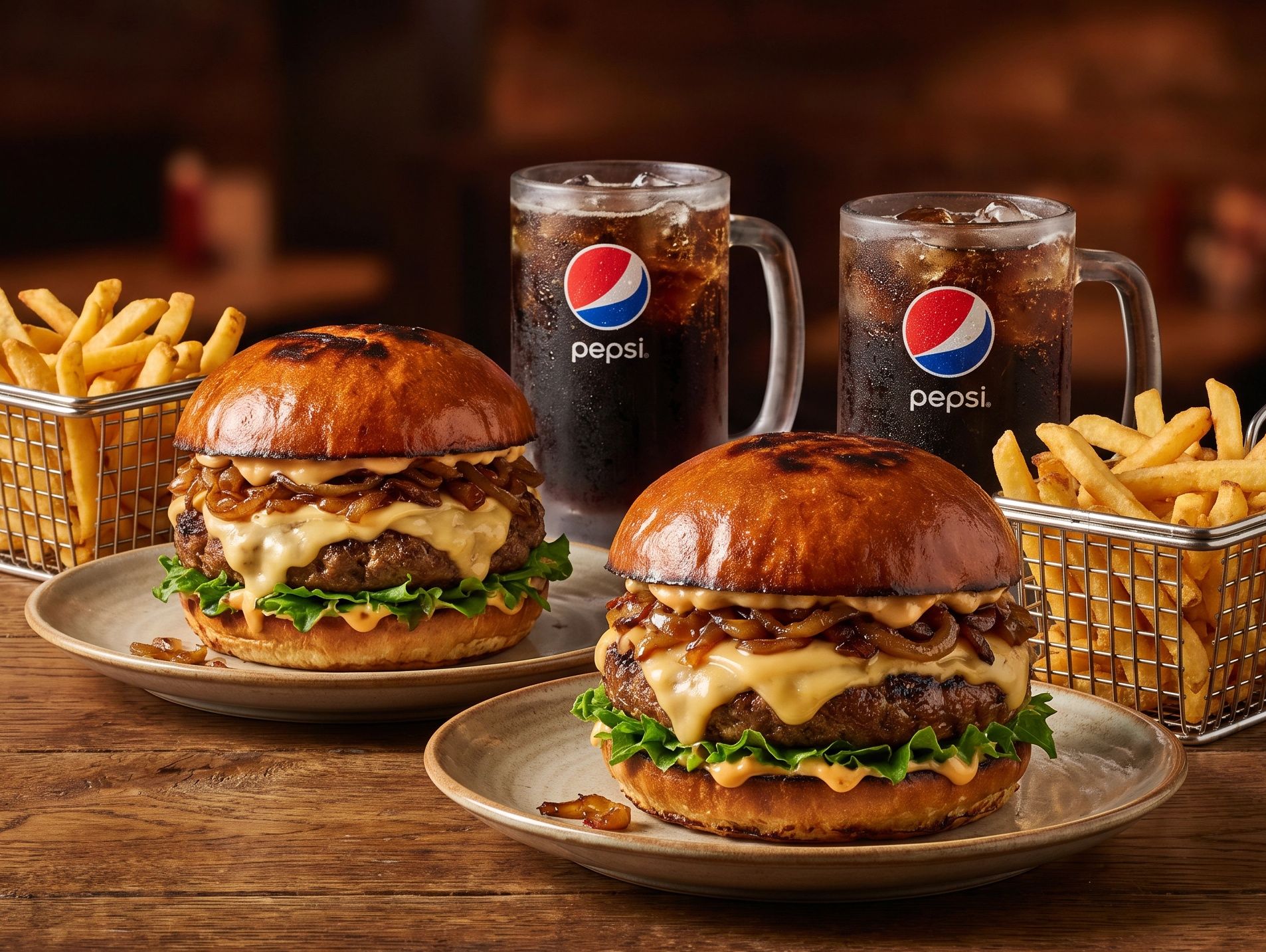 2 Burgers, 2 Fries And 2 Pepsi Combo