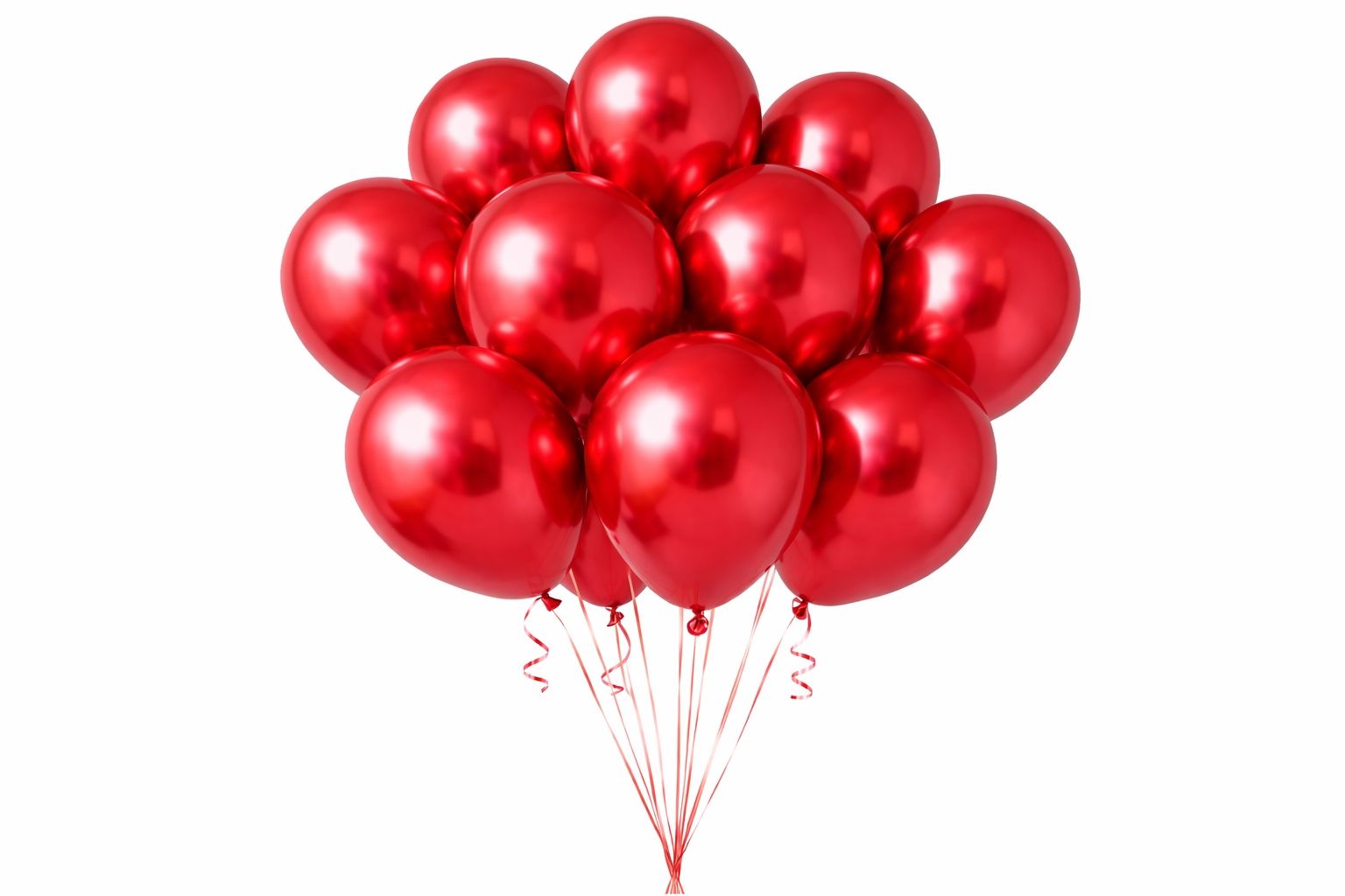 5 red helium balloons
