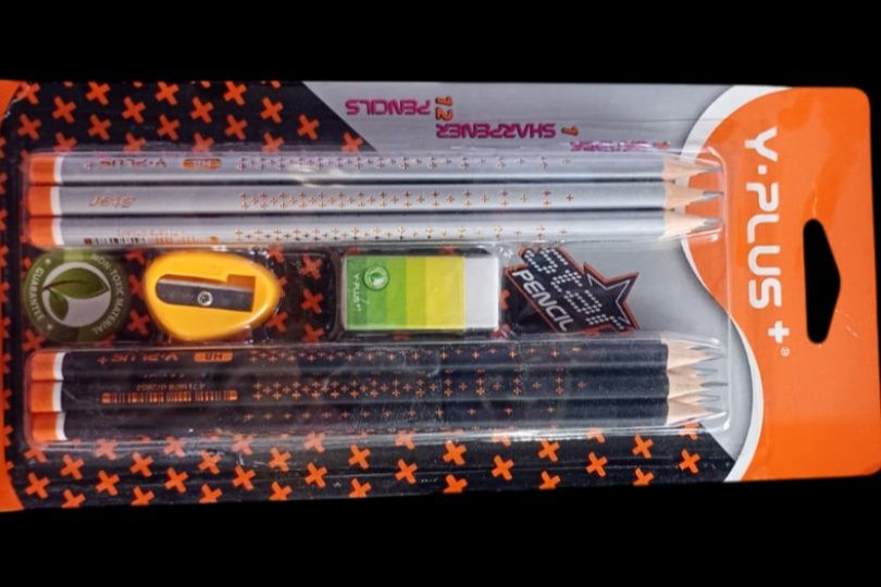 YPLUS 12 Pencil Kit with Sharpener and Eraser