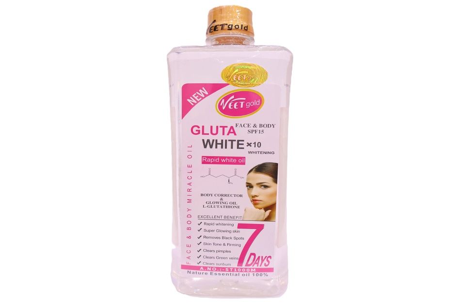 Veet Gold Gluta White Face & Body SPF 15 Rapid White Oil 1000 Ml
