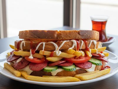 Büyük Sucuklu Kaşarlı Tost