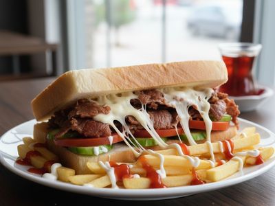 Büyük Kavurmalı Double Kaşarlı Tost