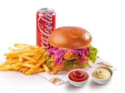 Purple Crunch Burger Menü