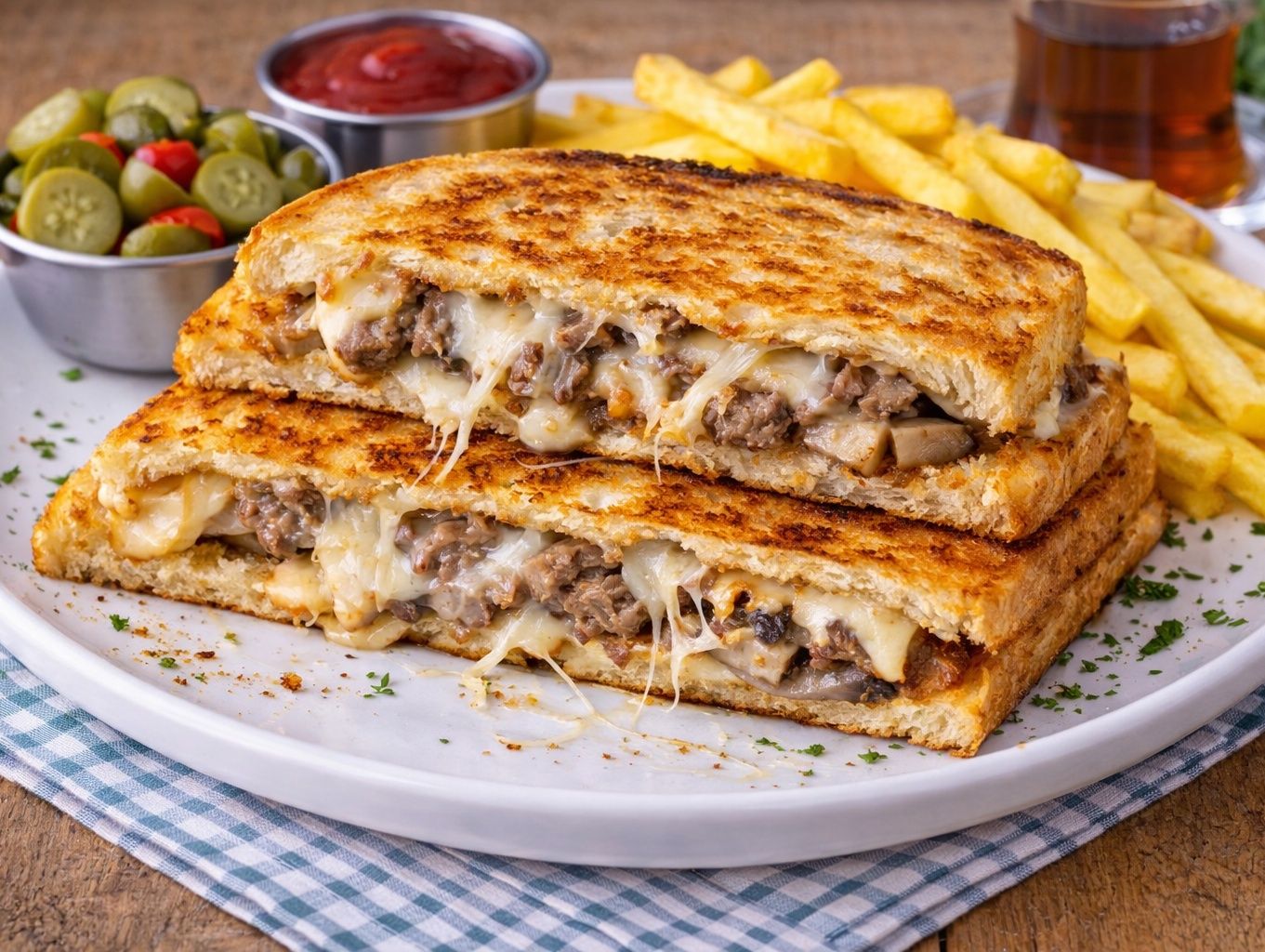 Kavurmalı Kaşarlı Tost