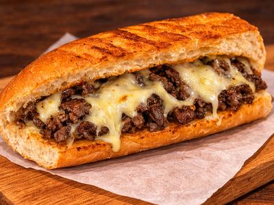 Yarım Ekmek Arası Kavurmalı Kaşarlı Tost