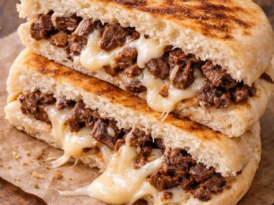 Bazlama Ekmek Arası Kavurmalı Tost