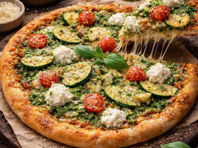 Pesto Soslu Pizza (Büyük Boy)