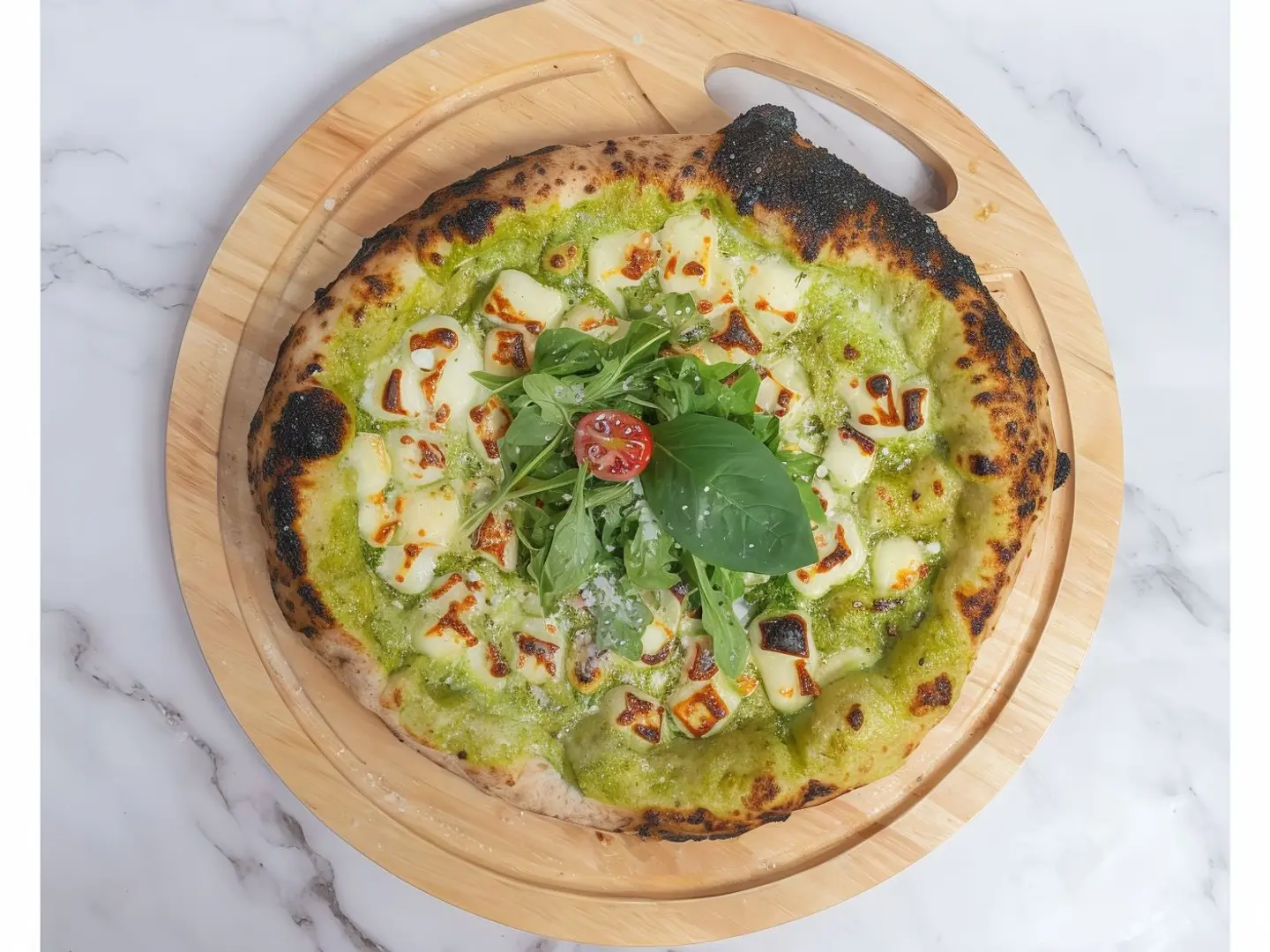 بيتزا الدجاج بالبيستو