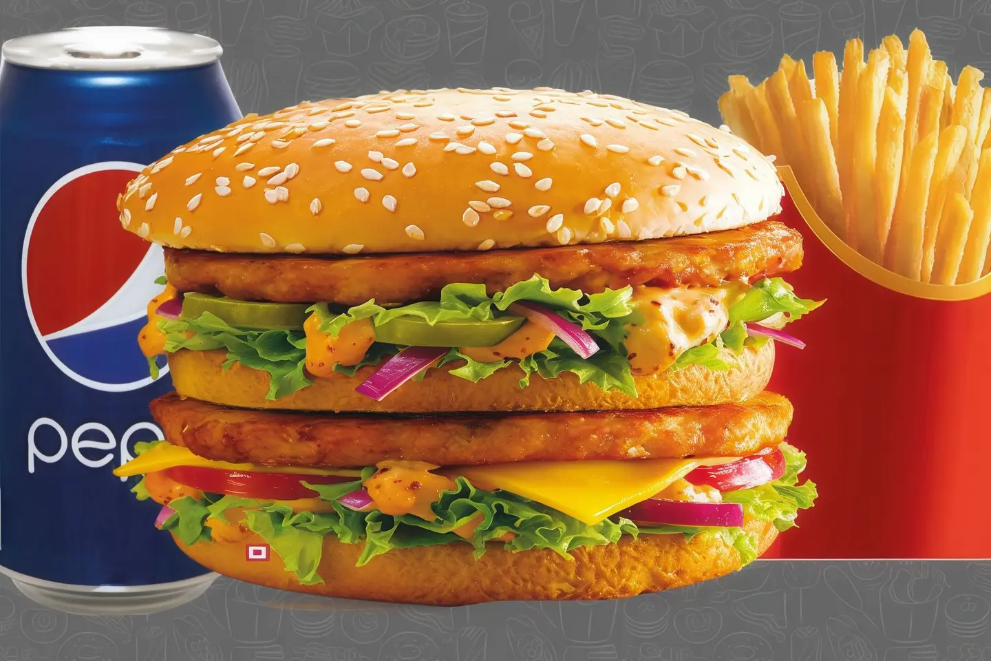 وجبة برجر دجاج دبل مع البطاطس