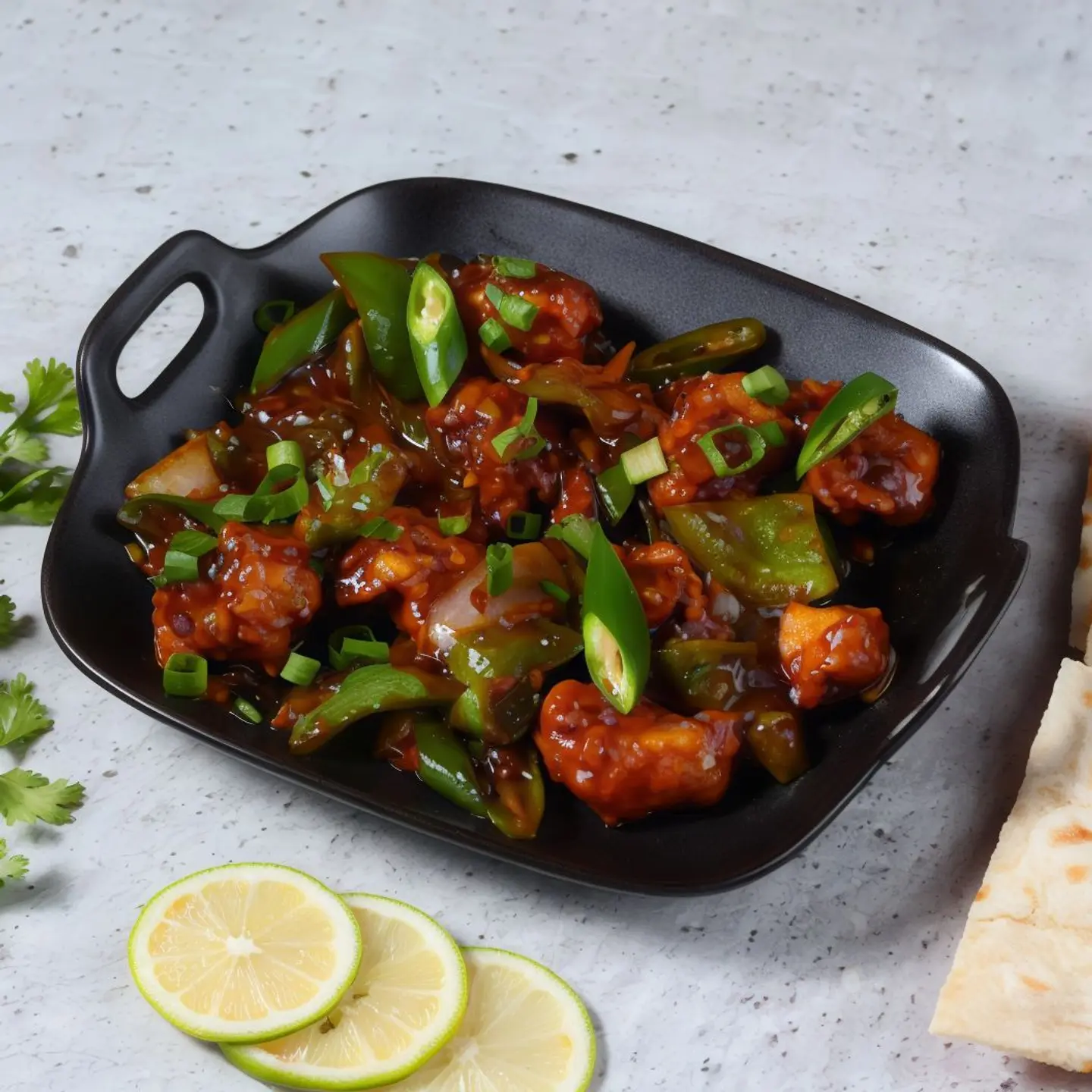 دجاج بفلفل أخضر و كزبرة