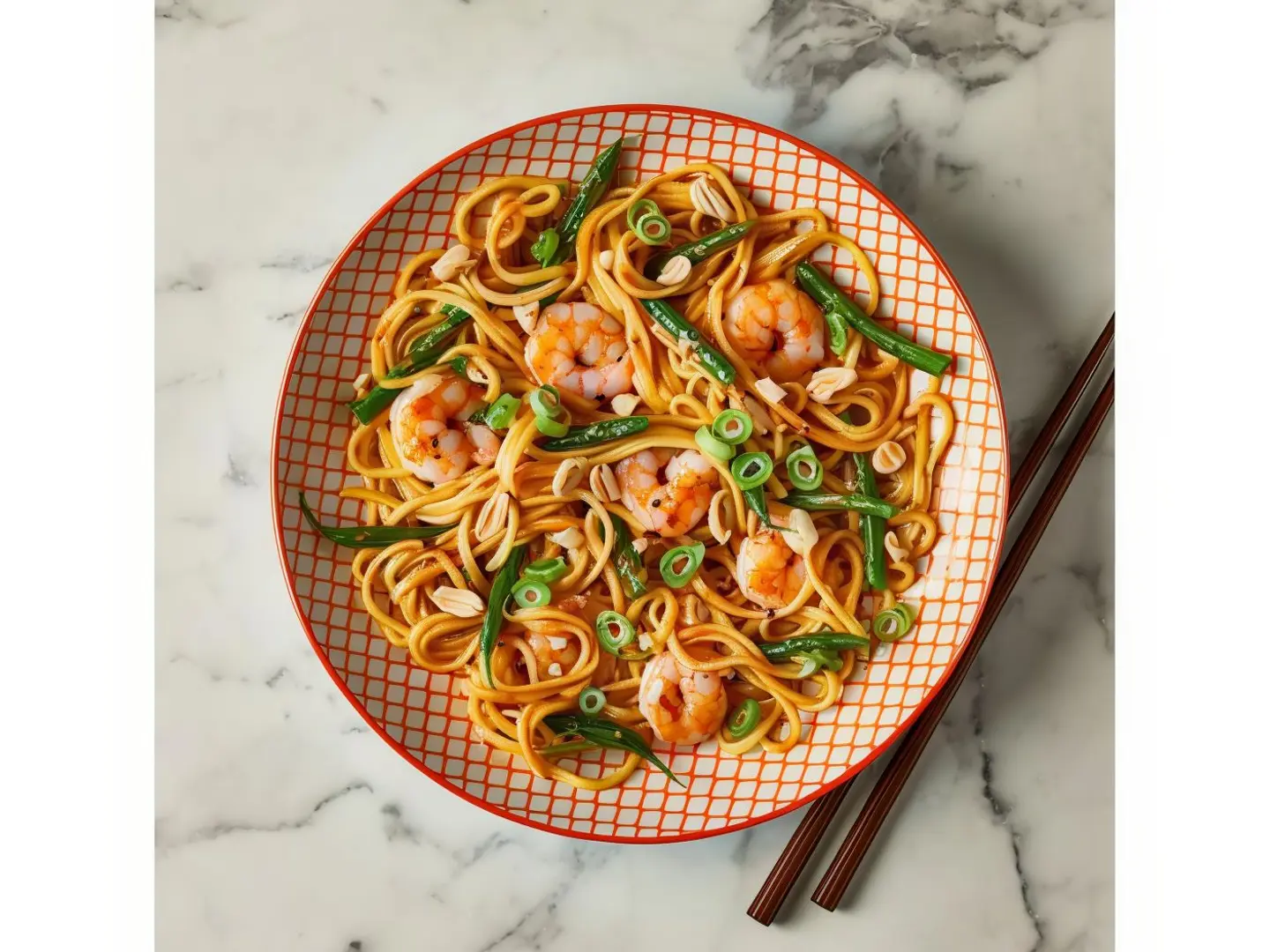 معكرونة تشومين مع الروبيان